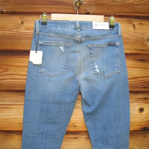 NWT 7 For All Mankind Ankle Skinny Distressed Sequin Jeans - Image 9