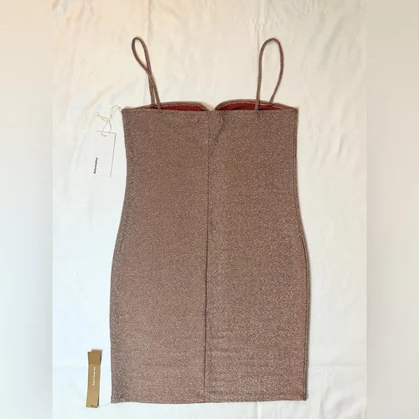 Reformation NWT Kyla Dress - Taupe Sparkle - M - Image 9