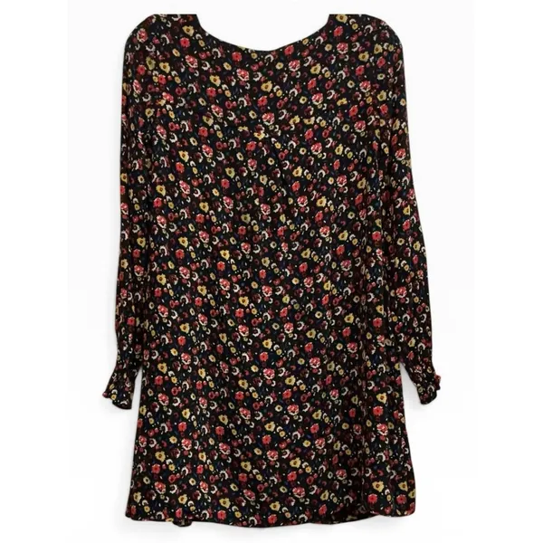 Sézane Carmen Black Floral Poppy Mini Flowy Dress Size 36 / 4 / Small - Image 4
