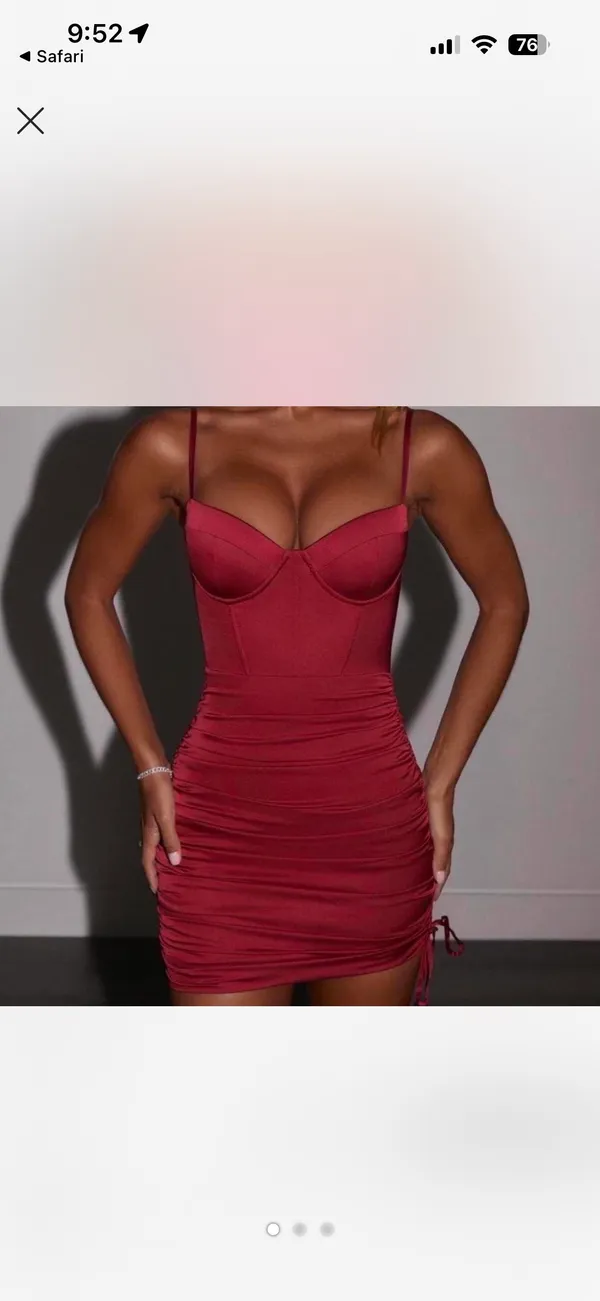 Oh Polly Red Satin Dress - Image 3