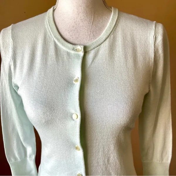 ANN TAYLOR | Light Teal Button Down Cardigan Sweater Sz XSP - Image 3