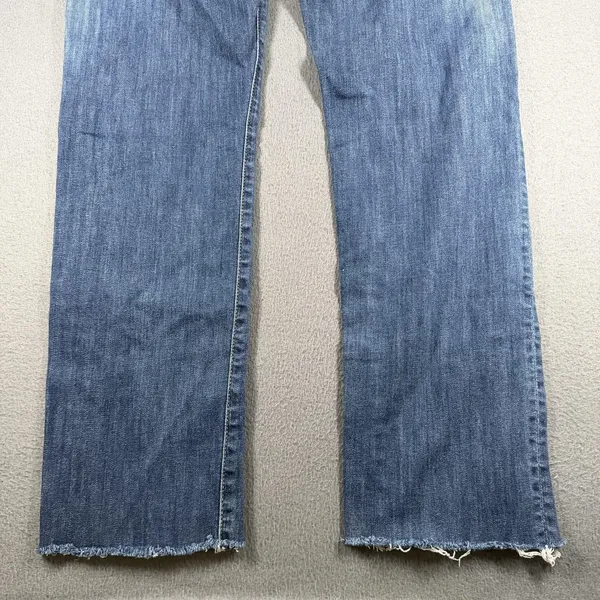 7 For All Mankind Standard Jeans Womens 31 Blue Straight Denim Stretch Raw Hem - Image 13