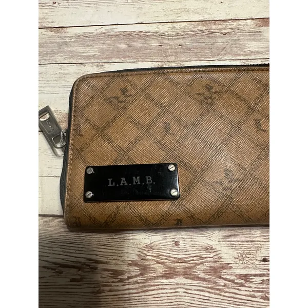 L.A.M.B Wallet Gwen Stefani Saddle Zip Around Wallet Y2K Monogram Brown Luxury - Image 2
