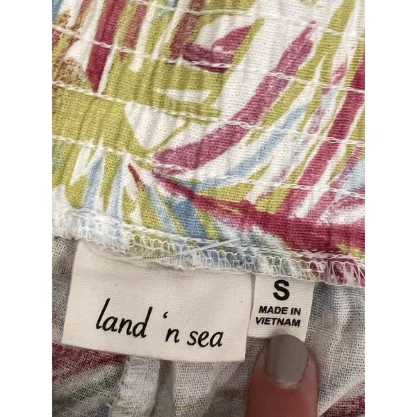 Land N Sea Pants Women S Linen Blend Floral‎ Tropical Wide Leg Hawaiian Ankle - Image 3