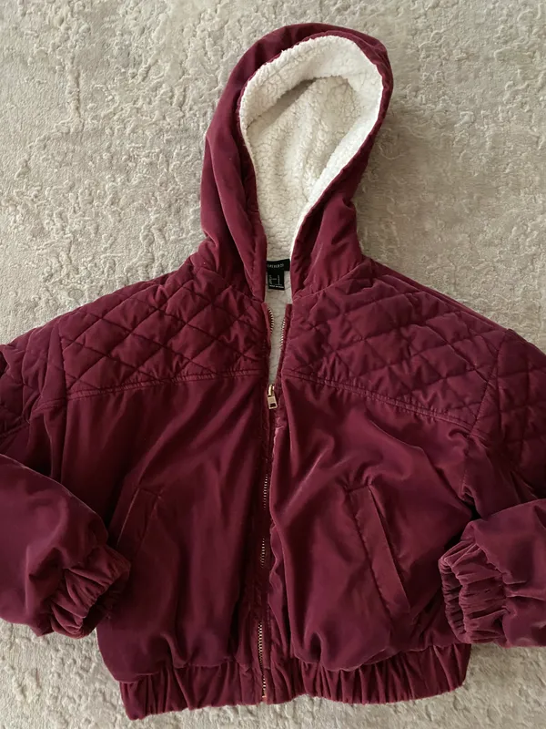 quilted deep pink fur lined cropped bomber zip up jacket - Image 3
