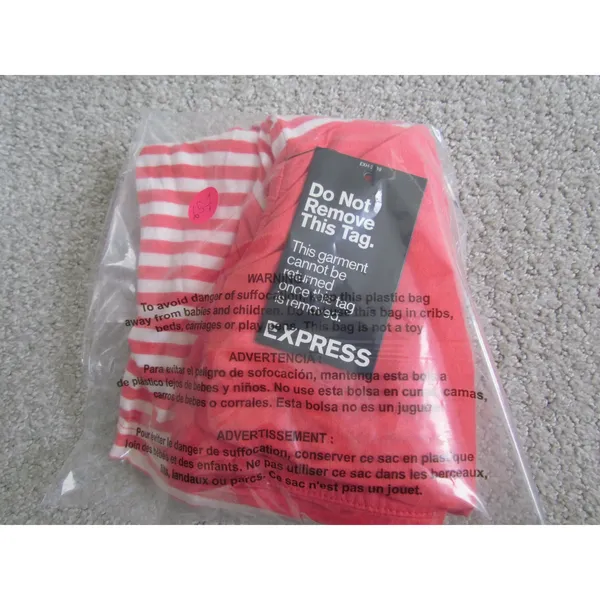 NWT Express Strapless Dress Medium Coral Striped‎ Ruched Summer Sun Dress - Image 8