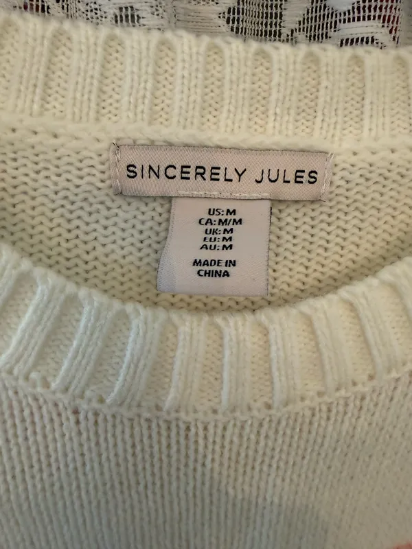 Sincerely Jules Cream Sweater w/Pink Bow - Image 2