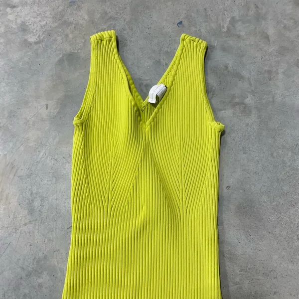 House of Harlow 1960 Lime Sherbet Ribbed Tank Women Sleeveless Size Small Sexy - Image 2