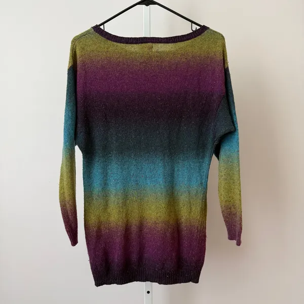 90s Grunge 2 Multicolor‎ Ombre Knit Sweater Speckled Rainbow Kurt Kobain Grunge - Image 6