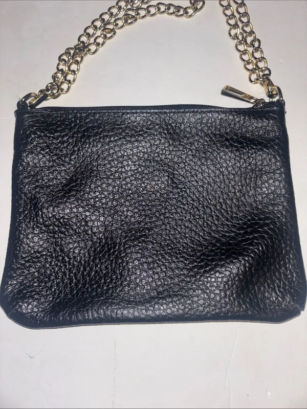Lodis Black Pebbled Leather Shoulder Bag W/ Gold Chain Preloved Great Condition - Image 2