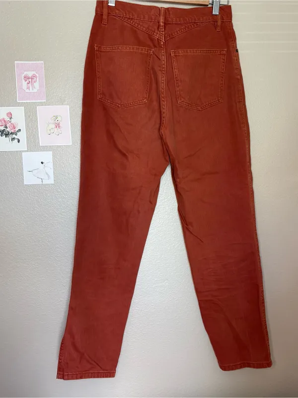 Zara women’s High-Waisted Rust Orange Jeans bohemian casual size 4 fall aesthet - Image 4