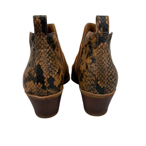 Dolce Vita Womens 9.5 Suede Snakeskin Pointed Toe Ankle Boots Cognac‎ Brown - Image 4