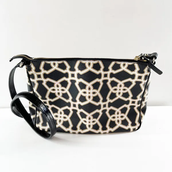 Kate Spade Chrissy Moroccan Print Crossbody Purse Bag Black - Image 4