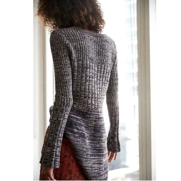 Free People Rachel Cardigan Sweater‎ Dress Purple Button Mini Marled V-neck - Image 11