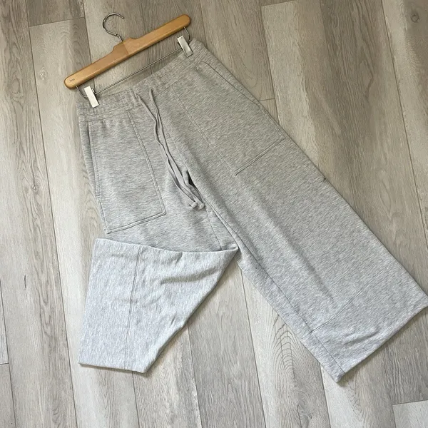 Quince Crop Sweatpants supersoft fleece wide leg womens Gray (small) loungewear - Image 4