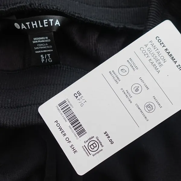 NWT Athleta Black Cozy Karma Zip Straight Leg Pull On Sweatpants Size S - Image 4