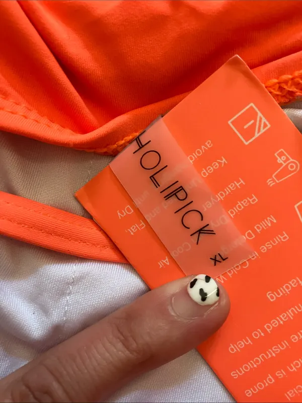 Holipick Neon Orange One Shoulder Adjustable One Piece Swimsuit XL NWT - Image 4
