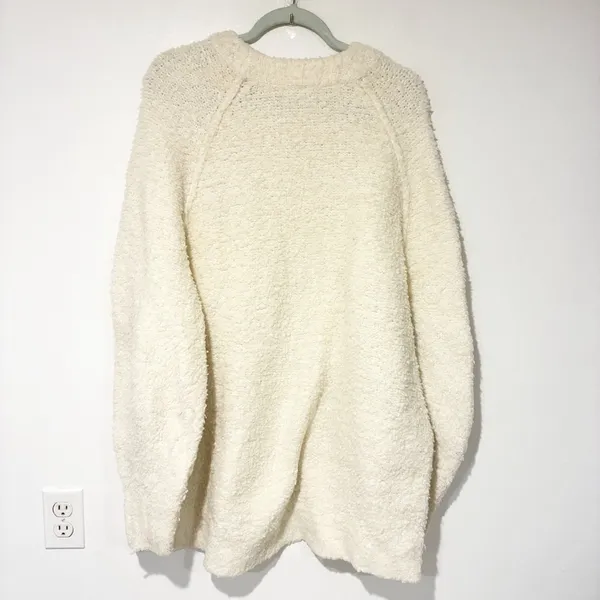 Free People Women's Cream Teddy Long-Sleeve Sweater Tunic Nubby‎ Size XL - Image 6