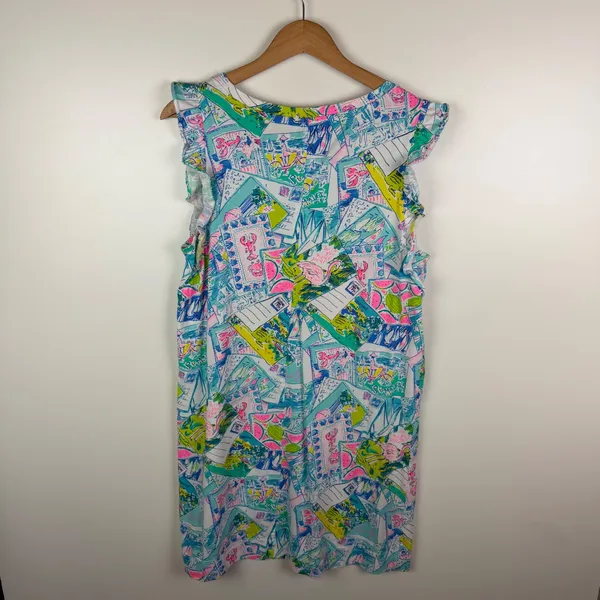Lilly Pulitzer Laina Dress Large Wish You Were Here Multi Pop Up Preppy Colorful - Image 5