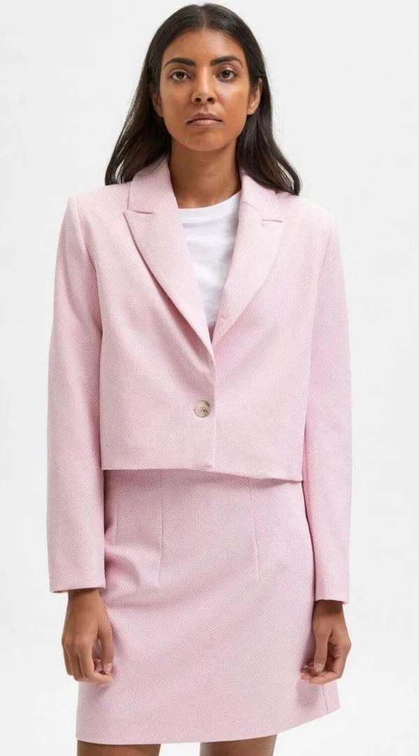 Zara NWT  Textured pink Crop Blazer. - Image 3