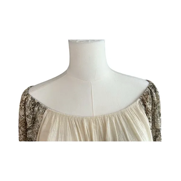 Blu Pepper Crop Top Boho Off Shoulder Snake Skin Balloon Sleeves Y2K Women Large - Image 2