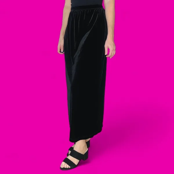 Vintage Carol Anderson Collection Black Velvet Midi Maxi Skirt - Image 2