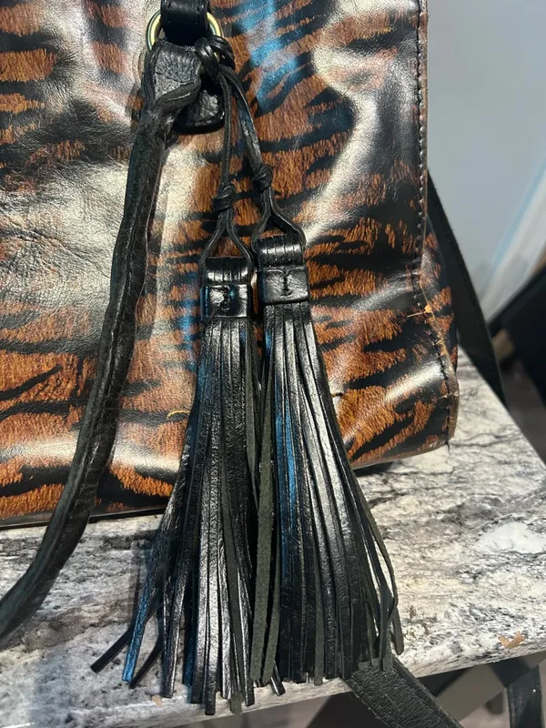 Patricia Nash Primrose Satchel in a tiger print leather. - Image 9