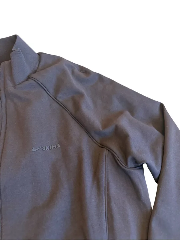 NikeSKIMS Brown Full Zip Track Jacket Mock Neck Ribbed Trim Hem Large Women's - Image 3