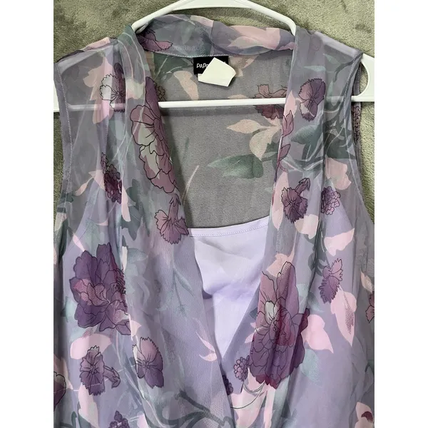 Vintage Floral Sheer Vest & Tulle Midi Skirt Set Fairycore Romantic Coquette Md - Image 3