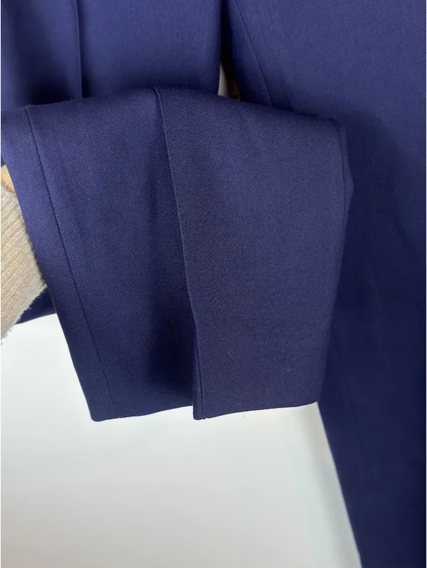 Sézane Phil Trousers Navy Wool Blend High Rise Wide Leg Pants FR 34 US 2 - Image 9