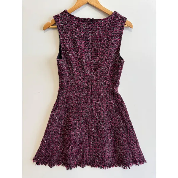 Otto Mode Dress Size 8‎ Pink Black Tweed Sleeveless Fringed Mini - Image 5