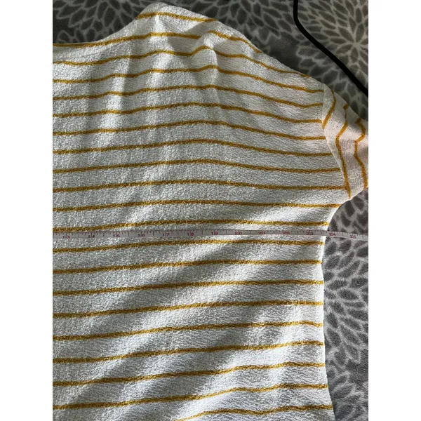 Striped Cotton Slub Knit Top sz Small White Yellow Oversized Coastal Minimalist‎ - Image 6
