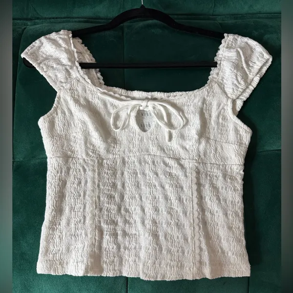 White Urban Outfitters Smocked Women's Crop Top - Image 8