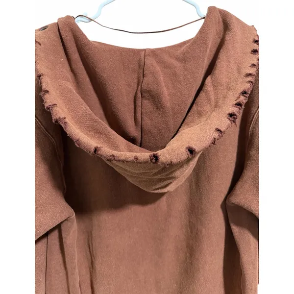 Free‎ People West Track Distressed Hoodie Brown Women's Size Small - Image 4