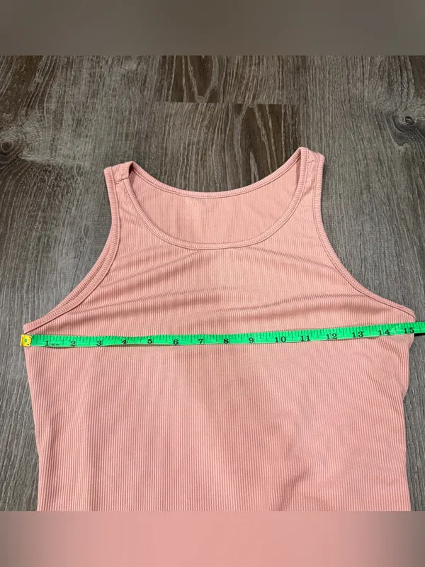 Unbranded Pink Ribbed Tight Midi Dress Size M - Image 7