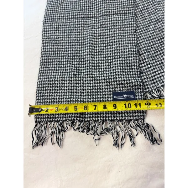 Hunters Run‎ Black White Houndstooth Fringed Winter Scarf Woven Rectangle - Image 4