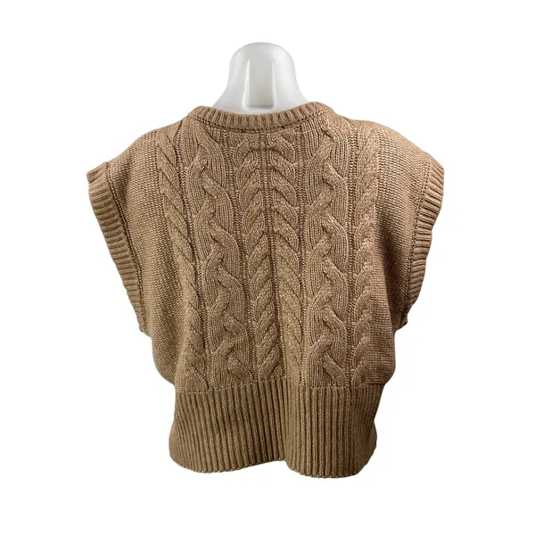 And Now This Women's Brown Sleeveless Cap Cable Knit Sweater Vest Top Size Sz L - Image 3