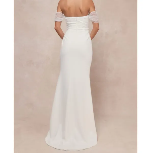 NEW Lulus Luxe Bridal Profound Glamour Pearl Off-the-Shoulder Wedding Dress - Image 4