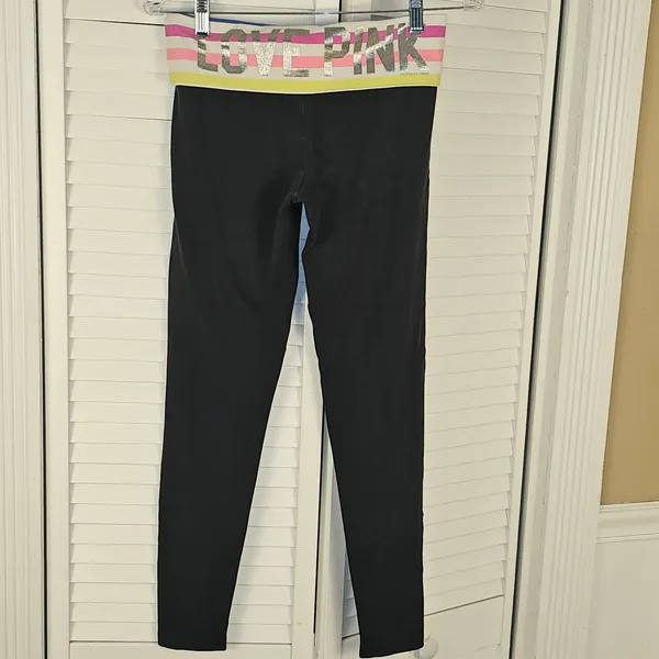 Victoria's Secret PINK Womens‎ Y2K Black Fold Over Waist Leggings Small - Image 2