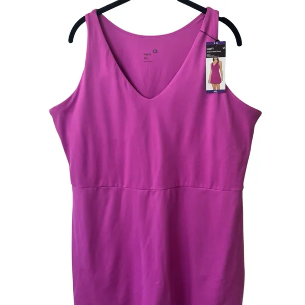 NEW GapFit Active Tank‎ Dress Built in Bra and Shorts Deep Rosebud Comfort XXL - Image 3