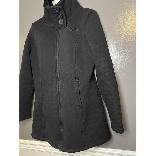 The North Face Caroluna Coat Women Lrg Black Quilted Fleece Lined Zip Jacket - Image 5