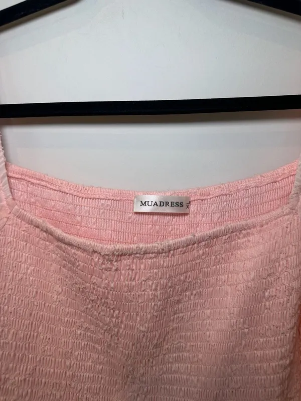 Midi Dress Size XL Pink Smocked Long Sleeve - Image 3