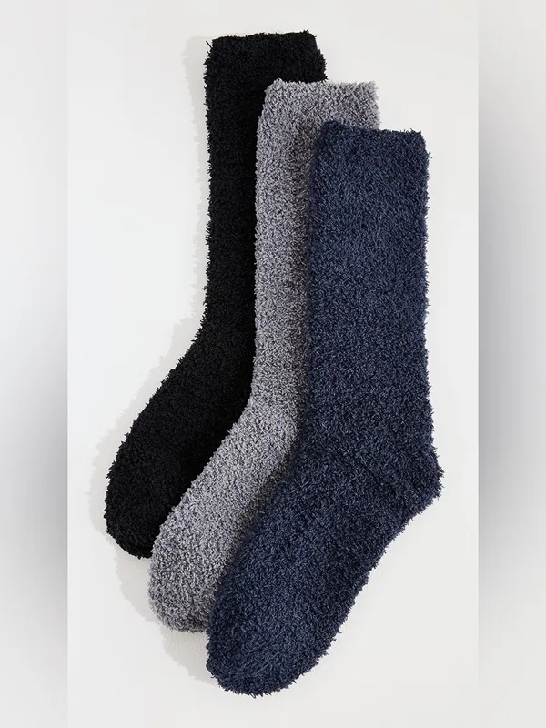 Barefoot Dreams CozyChic 3 Pair Socks Set in black multi, NEW GIFTBOX - Image 2