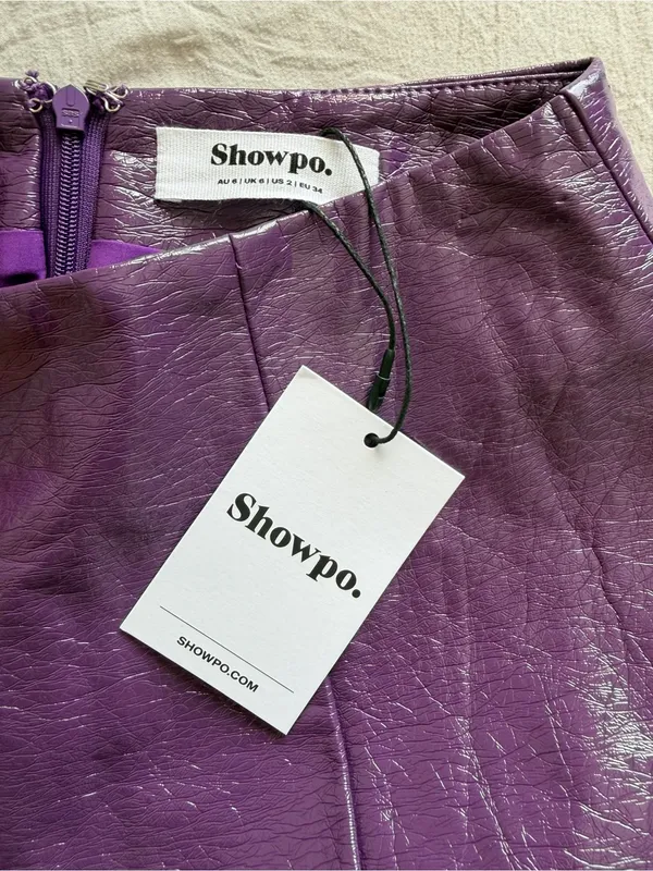 Showpo. Shimmery Purple Faux Leather‎ Mini Skirt - Image 9