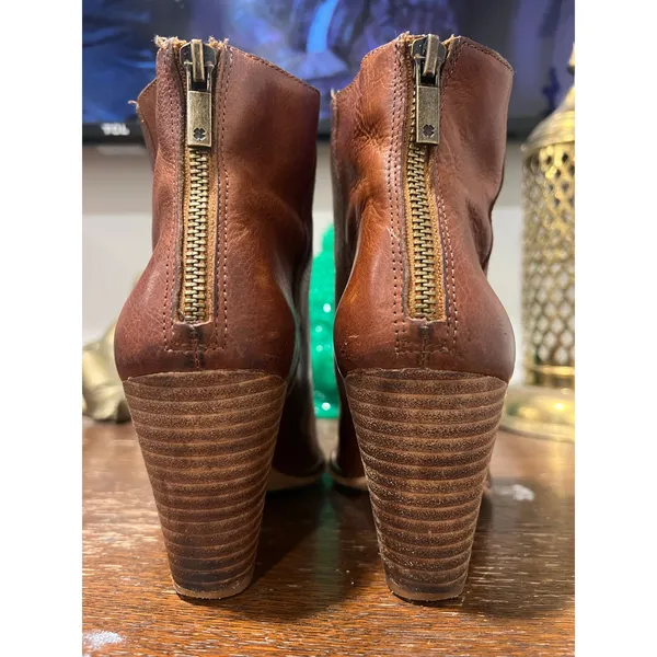 Lucky Brand Cognac Leather Pointed Toe Western Ankle Boots Women’s 7 - Image 6