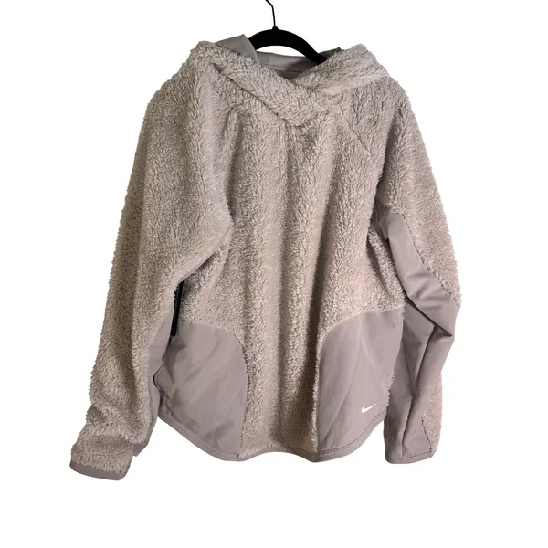 Nike Tech Pack NWT Sherpa Fleece Hoodie Atmosphere Taupe Womens Medium - Image 2