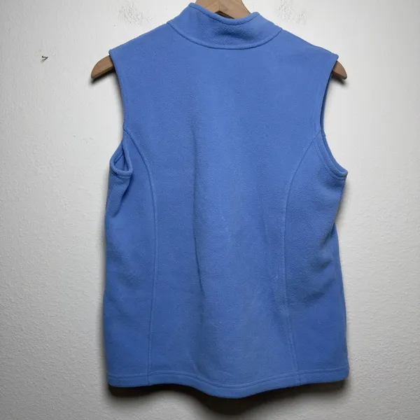 LL Bean Women Mountain Classic Vest Sweater M Blue Polartec Fleece Full Zip‎ - Image 8