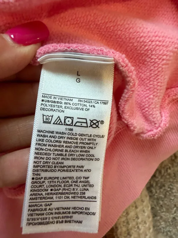NWT Mad Happy X Gap Pink full size cropped hoodie size large limited edition - Image 13