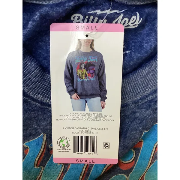 Billy Joel Piano‎ Man Graphic Sweatshirt Powder Blue Burnout Wash Small.. - Image 5