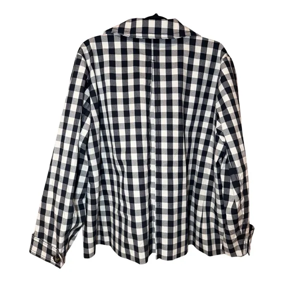Ann Taylor Gingham Double Breasted Coat Jacket Black White Size‎ XXL - Image 4